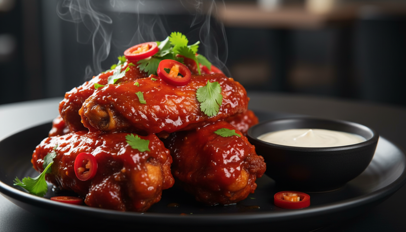Spicy wings with tangy sauce